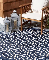 Safavieh Courtyard CY6926 Navy and Beige 5'3" x 5'3" Sisal Weave Round Outdoor Area Rug