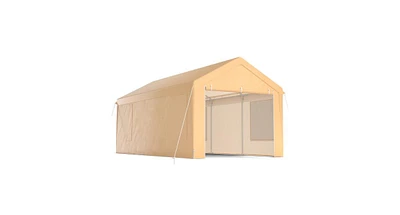 Slickblue Feet Heavy-Duty Steel Portable Carport Car Canopy Shelter-Yellow