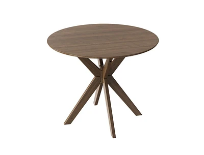 Slickblue 36 Inch Round Wood Dining Table with Intersecting Pedestal Base