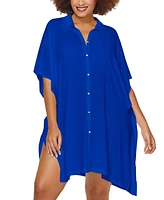 Raisins Curve Vacay Button-Up Shirt Cover-Up