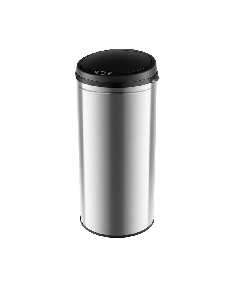 Slickblue 8 Gal Automatic Trash Can with Stainless Steel Frame Touchless Waste Bin-Silver
