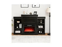 Slickblue 70 Inch Modern Fireplace Media Entertainment Center with Bookcase