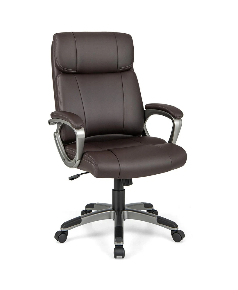 Slickblue Swivel Ergonomic Office Chair Computer Desk Chair with Wheels-Brown