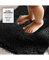 Hearth & Harbor 2 Piece Ultra Soft Non-Slip Chenille Bath Rug Set - Quick Dry, Machine Washable 17”x24” 20"x32"