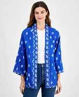 Style & Co Women's Printed Reversible Open-Front Kimono, Created for Macy's