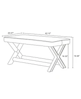 Manhattan Comfort Abigail 42.12" Velvet Upholstered Rubberwood Double Ottoman Bench