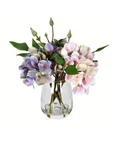 Vickerman 8" Artificial Light Pink and Purple Hydrangea.