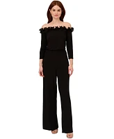 Adrianna Papell Ruffled Off-The-Shoulder Jumpsuit