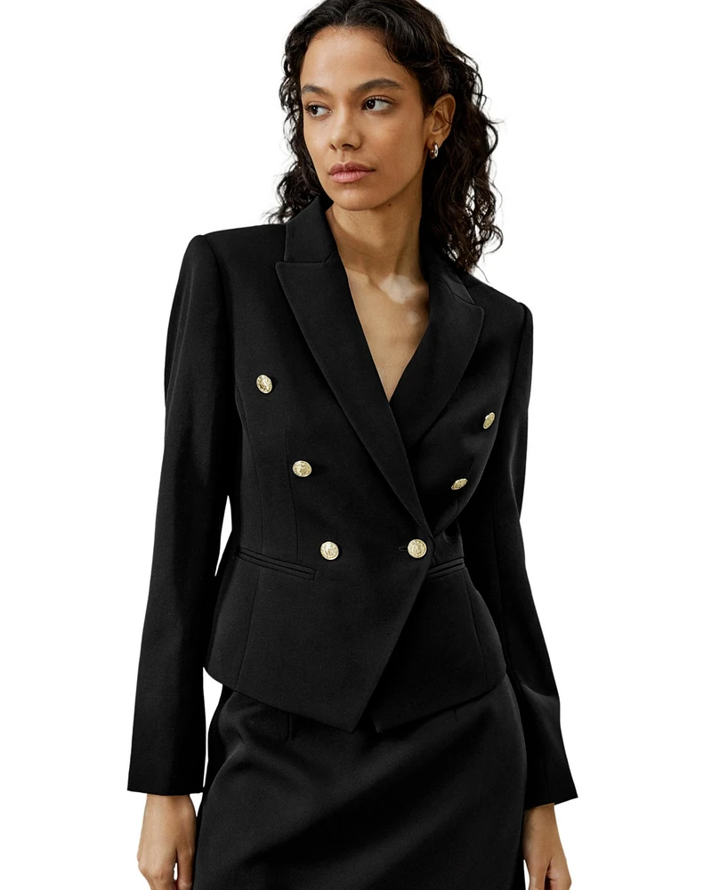 Lilysilk Women's Tailored Double-Breasted Blazer