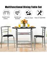 Slickblue 3-Piece Home Kitchen Bistro Pub Table Set with 2 Chairs