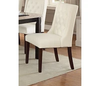 Modern Faux Leather White Tufted Set Of 2 Chairs Dining Seat Chair