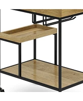 Simpli Home Barnes Solid Mango Wood 29 inch Bar Cart in Natural