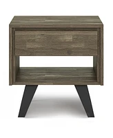 Simpli Home Lowry Solid Acacia Wood End Table in Distressed Grey