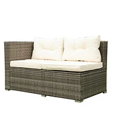 Streamdale Furniture 4 Piece Patio Sectional Wicker Rattan Outdoor Furniture Sofa Set With Storage Box