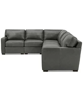 Radley 136" 5-Pc. Leather Square Corner L Shape Modular Sectional