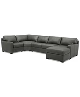 Radley 148" 4-Pc. Leather Wedge Modular Chaise Sectional, Created for Macy's
