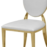 Simplie Fun Leatherette Dining Chair Set Of 2, Oval Backrest Design And Stainless Steel Legs