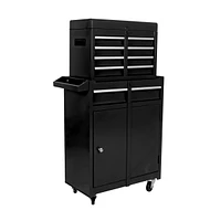 Detachable 5 Drawer Tool Chest With Bottom Cabinet And One Adjustable Shelf-Black