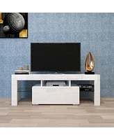 Entertainment Tv Stand, Large Tv Stand Tv Base Stand With Led Light Tv Cabinet