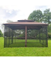 13 X 10 Outdoor Patio Gazebo Canopy Tent With Ventilated Double Roof And Mosquito Net