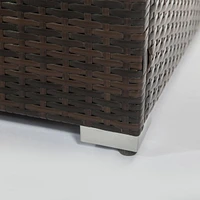 Outdoor Gas Fire Pit Square Dark Brown Wicker Fire Pit Table Propane Fire Table With Glass