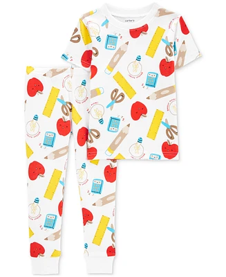 Carter's Toddler Girls Back To School 100% Snug-Fit Cotton Pajamas, 2 Piece Set