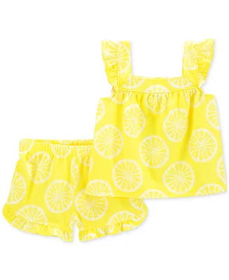 Carter's Toddler Girls Lemon-Print Loose-Fit Pajamas Set, 2 Piece Set