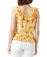 Sam Edelman Women's Aniya Printed Ruffled V-Neck Top