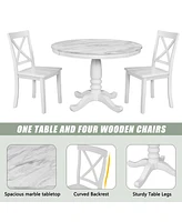 Streamdale Furniture 5 Pieces Dining Table And Chairs Set For 4 Persons, Kitchen Room Solid Wood Table With 4 Chair