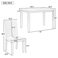 Faux Marble 5-Piece Dining Set Table With 4 Thicken Cushion Dining Chairs Home Furniture