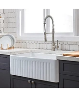 Streamdale Furniture Fireclay L X W Farmhouse Kitchen Sink With Grid And Strainer