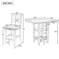 Streamdale Furniture 5-Piece Wooden Counter Height Dining Set With Padded Chairs And Storage Shelving