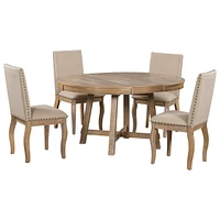 Farmhouse Dining Set - Round Table + 4 Chairs