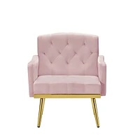 Streamdale Furniture Velvet Armchair With Metal Legs