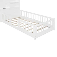 Twin House Bed: Window, Drawers, Shelves, Usb