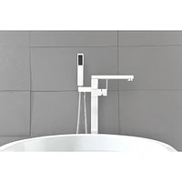 Streamdale Furniture Brushed Nickel Floor Mount Bathtub Faucet with Hand Shower