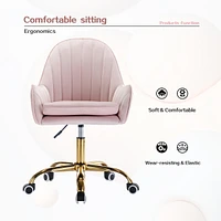 Velvet Home Office Chair with Wheels and Side Arms