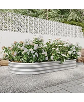 Streamdale Furniture Raised Garden Bed Outdoor, Oval Large Metal Raised Planter Bed for Plants, Vegetables, and Flowers - Silver