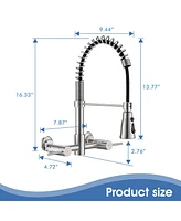 Streamdale Furniture 3 Functions Wall Mounted Bridge Kitchen Faucet