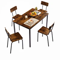 Streamdale Furniture 5-Piece Industrial Style Dining Set, Rustic Brown