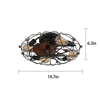 Low Profile Caged Ceiling Fan With Lights Remote Control