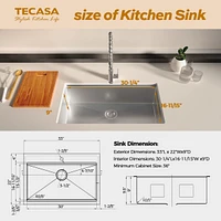 33" Dual Mount Kitchen Sink with Faucet Combo