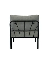 Simplie Fun Rajni Patio-Armless Chair, Gray Fabric & Black Finish