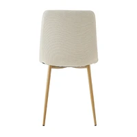 Beige fabric dining chairs with metal legs (set of 4)