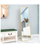 Streamdale Furniture Wall-Mounted Alloy Frame Full Length Mirror, Golden