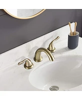 8-Inch 3 Holes 2 Handles Bathroom Sink Faucet, Brushed Golden