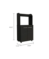 Streamdale Furniture Kira Kitchen Kart, Double Door Cabinet, One Open Shelf, Two Interior Shelves