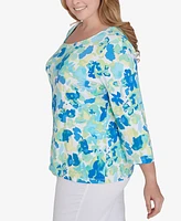 Hearts Of Palm Plus Size Feeling The Lime 3/4 Sleeve Top