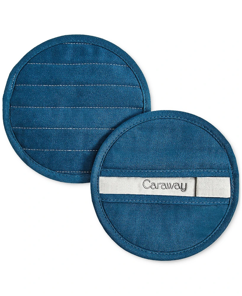 Caraway 2-Piece Cotton Solid-Color Round Potholder Set