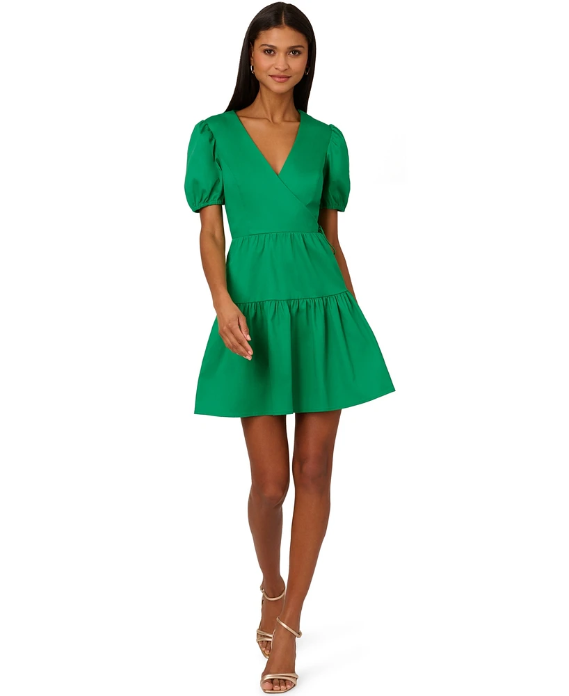 Adrianna by Adrianna Papell Women's Faux-Wrap Tiered Dress